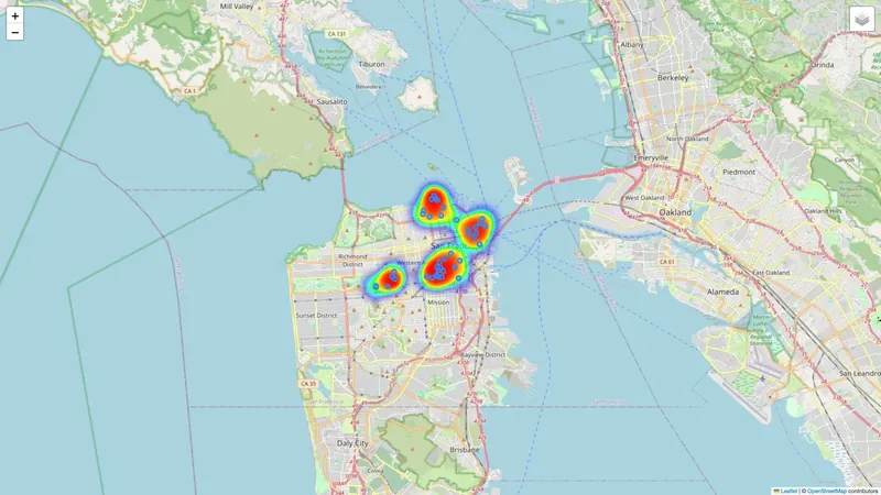 GeoSocialX density heatmap over San Francisco